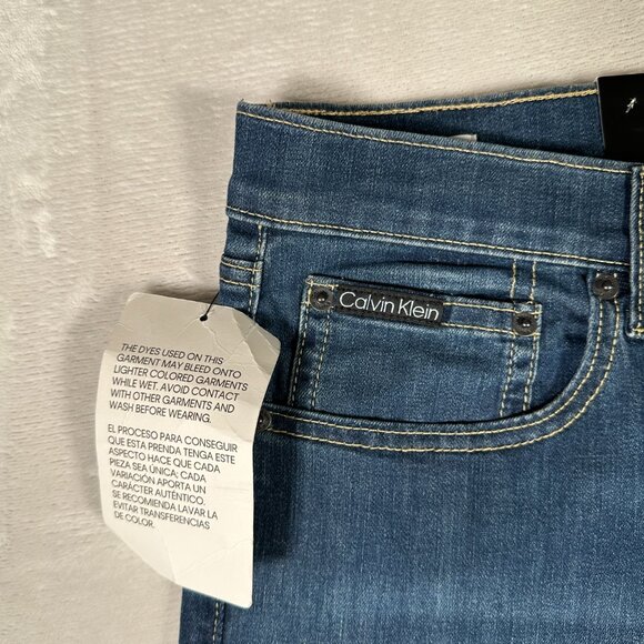 Calvin Klein Jeans Men Size W38 L34 Slim Straight Fit Blue Ashton Cotton Blend - Picture 11 of 13